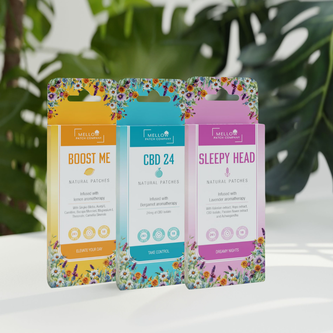 Blissful Trio – Boost Me, CBD24 & Sleepy Head patches
Daily energy, calm & restful night support – Blissful Trio Bundle
Natural balance & evening relaxation wellness bundle – Boost Me, CBD24 & Sleepy Head