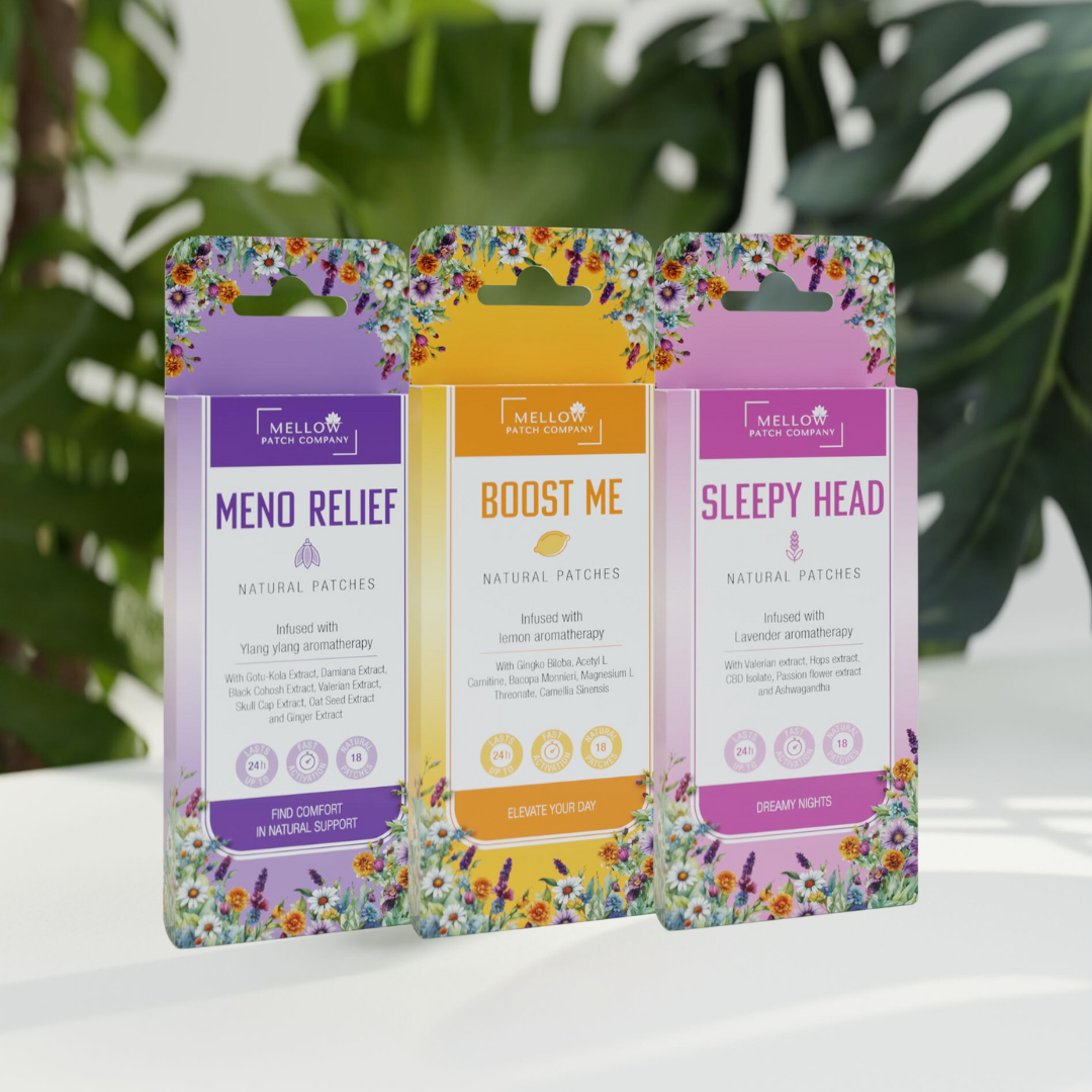 Meno Harmony Trio – Meno Relief, Boost Me & Sleepy Head patches
Menopause balance, energy & evening rest support – Meno Harmony Trio
Daily menopause wellness bundle – Meno Relief, Boost Me & Sleepy Head