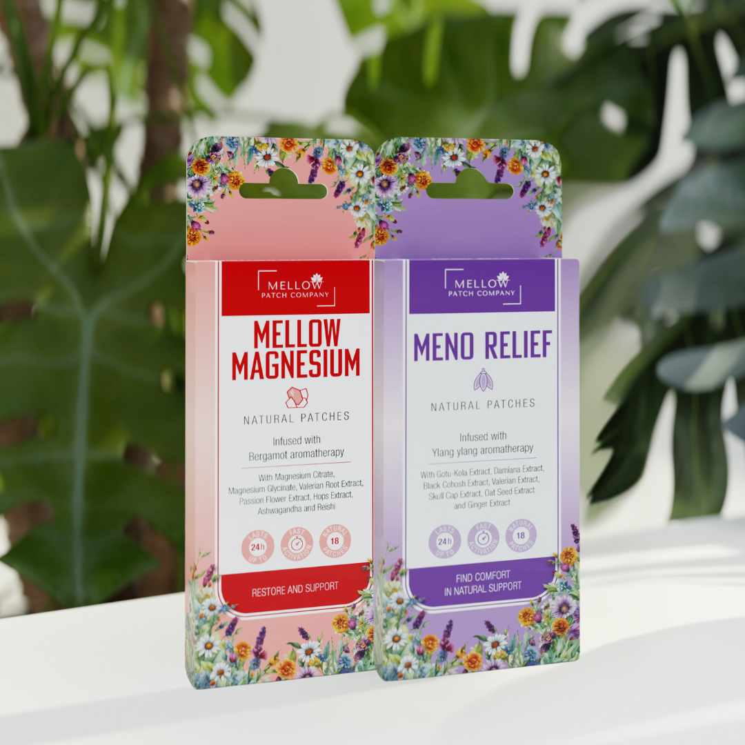 Meno & Magnesium Bundle – Meno Relief & Mellow Magnesium patches
Daily menopause & evening relaxation support – Mellow Meno & Magnesium Bundle
Natural balance & calm patches – Meno & Magnesium Bundle